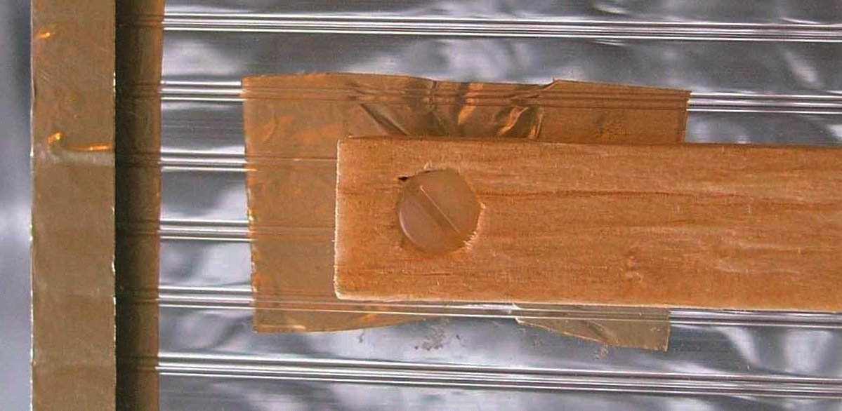 Inside view of the balsa stick with the nylon screw